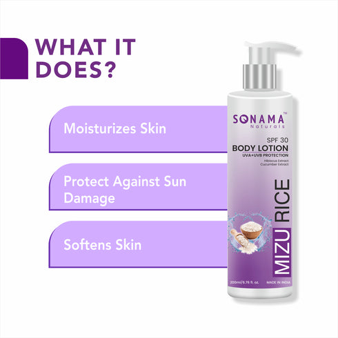 Mizu Rice SPF 30 Body Lotion For Deep Nourishment And Hydration